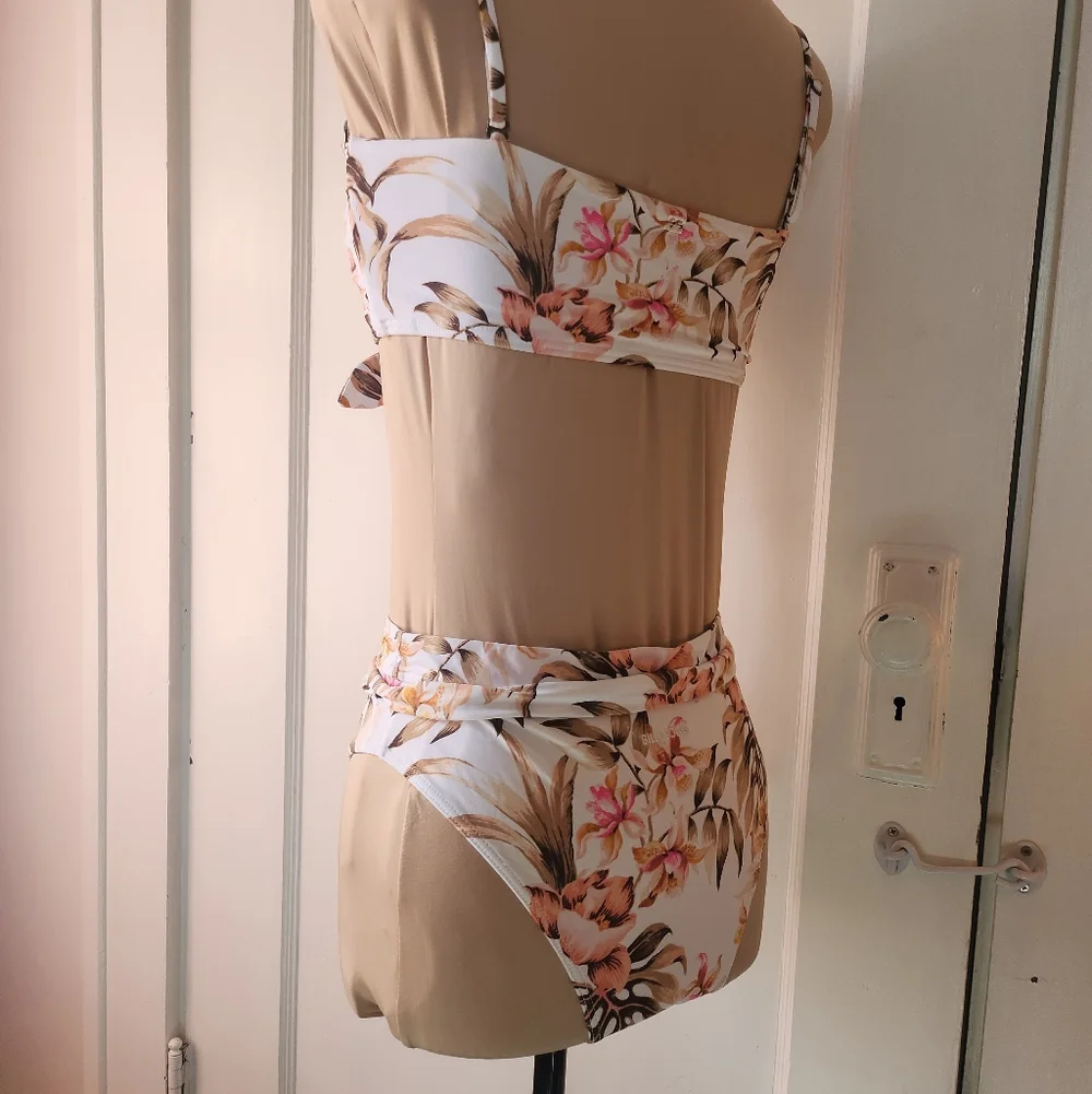 Billabong Floral Bikini in White and Pink